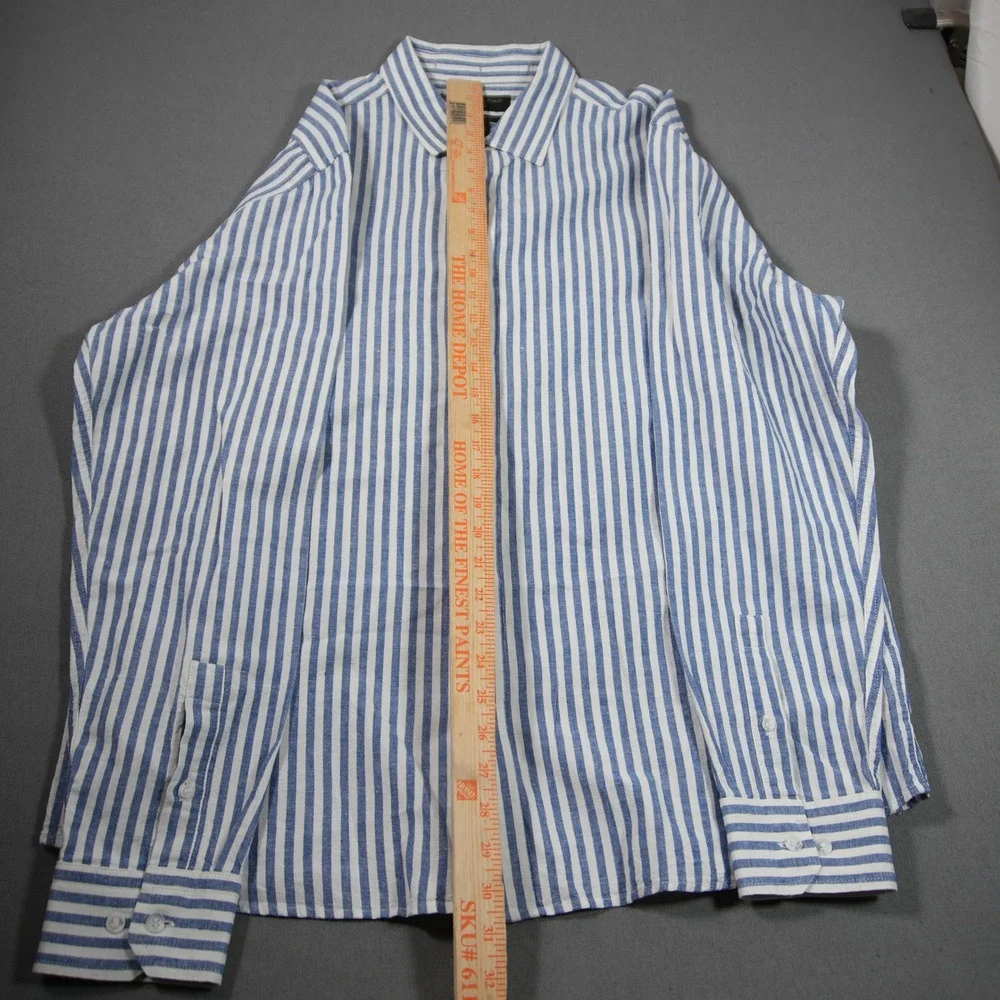 Banana Republic Linen Cotton Untucked Stripe Nautical Slim Fit Striped Shirt XL